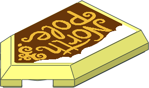 Tile  3 x  2 with Angled End with Metallic Gold "North Pole" and Snow Sticker