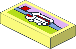 Tile  1 x  2 with Miniature Set 41129 Sticker