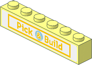 Brick  1 x  6 with "Pick & Build" Sticker