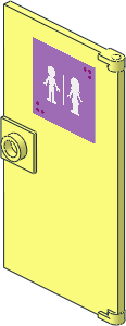Door  1 x  4 x  6 Smooth with Square Handle Plinth with White and Lavender Restroom Sign Sticker