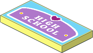 Tile  2 x  4 with Heart and "HIGH SCHOOL" Plaque Sticker