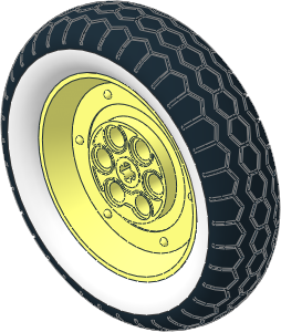 Wheel 20 x 62 Motorcycle Solid with White Outer Rim Pattern with Tyre 20 / 33 x 62 Motorcycle