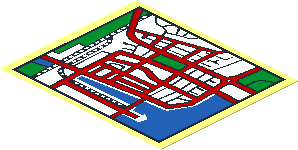 Sticker  2.8 x  3.3 with City with Harbour Street Map
