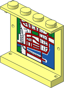 Panel  1 x  4 x  3 with City with Harbour Street Map Sticker
