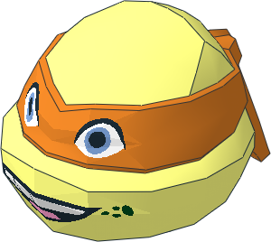 Minifig Head Ninja Turtle with Michelangelo Grin Pattern