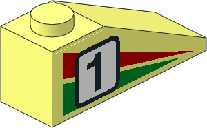 Slope Brick 33  3 x  1 with Red/Green Triangles and Racing Number "1" Right Sticker