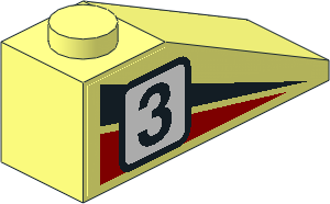 Slope Brick 33  3 x  1 with Black/Red Triangles and Racing Number "3" Right Sticker
