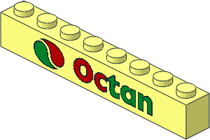 Brick  1 x  8 with Octan Logo Sticker on Centre