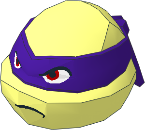 Minifig Head Ninja Turtle with Donatello Frown Pattern