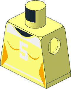 Minifig Torso with Female Shirt and White Number 5 Pattern