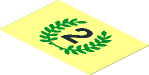 Sticker  1.1 x  1.7 with Black Number "2" and Green Laurels on Transparent Background