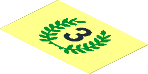 Sticker  1.1 x  1.7 with Black Number "3" and Green Laurels on Transparent Background