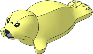 Animal Seal Baby with Black Eyes and Mouth with Light Bluish Grey Nozzle Pattern