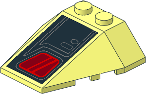 Wedge  4 x  4 Triple with Stud Notches with SW Dark Red Side Window and Grey Lines Left Model Sticker