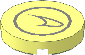 Tile  2 x  2 Round with Round Underside Stud with Silver McLaren Logo Pattern