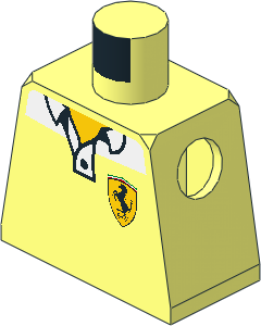 Minifig Torso with Ferrari Logo and White Collar Pattern