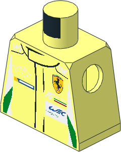 Minifig Torso with Race Suit with Logos and Tricolor Stripes Pattern