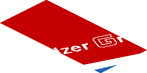 ~Sticker  0.8 x  1.9 with White Adler Pelzer Logo and Blue Triangle on Red Background Right - Second Face