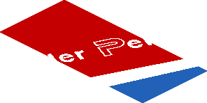 ~Sticker  0.8 x  1.9 with White Adler Pelzer Logo and Blue Triangle on Red Background Right - Third Face