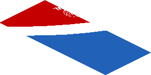 ~Sticker  0.8 x  1.9 with White Adler Pelzer Logo and Blue Triangle on Red Background Right - Fifth Face