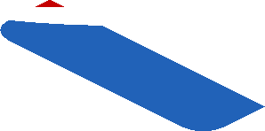 ~Sticker  0.8 x  1.9 with White Adler Pelzer Logo and Blue Triangle on Red Background Right - Sixth Face