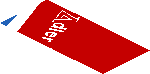 ~Sticker  0.8 x  1.9 with White Adler Pelzer Logo and Blue Triangle on Red Background Left - Second Face