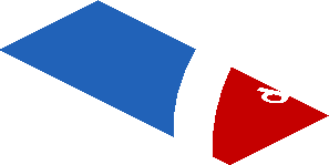 ~Sticker  0.8 x  1.9 with White Adler Pelzer Logo and Blue Triangle on Red Background Left - Fifth Face