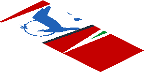 ~Sticker  0.8 x  1.9 with Blue SMP Racing Logo in White Stripe on Red Background Right - Fifth Face