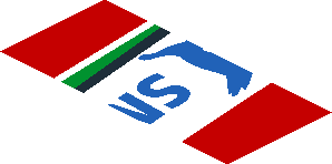 ~Sticker  0.8 x  1.9 with Blue SMP Racing Logo in White Stripe on Red Background Left - Second Face