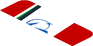 ~Sticker  0.8 x  1.9 with Blue SMP Racing Logo in White Stripe on Red Background Left - First Face