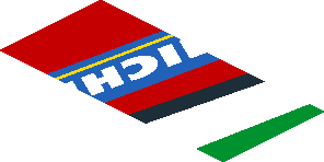 ~Sticker  0.8 x  1.9 with Michelin Logo and Green Triangle on Red Background Right - Third Face