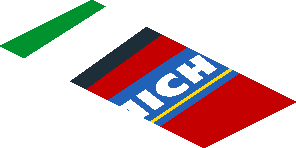 ~Sticker  0.8 x  1.9 with Michelin Logo and Green Triangle on Red Background Left - Third Face