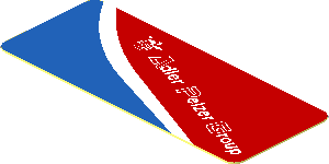 Sticker  0.8 x  1.9 with White Adler Pelzer Logo and Blue Triangle on Red Background Right