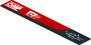 Sticker  0.6 x  3.8 with White Logos on Black and Red Background Left