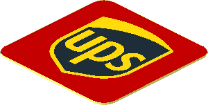 Sticker  0.8 x  0.8 with UPS Logo on Red Background