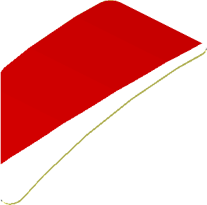 Sticker  0.8 x  1.6 with White Arc on Red Background Right (Formed)