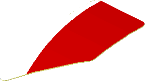 Sticker  0.8 x  1.6 with White Arc on Red Background Left (Formed)