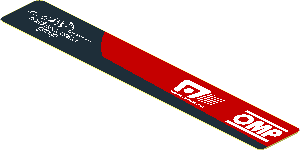 Sticker  0.6 x  3.8 with White Logos on Black and Red Background Right