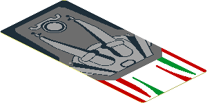 Sticker  1.8 x  4.0 with Tricolor Stripes and Engine on Red Background
