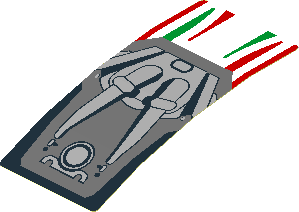 Sticker  1.8 x  4.0 with Tricolor Stripes and Engine on Red Background (Formed)