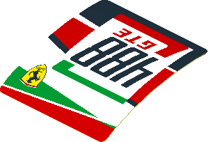 Sticker  1.9 x  1.8 with 488 GTE Logo and Ferrari Badge on Black and Red Background Right (Formed)