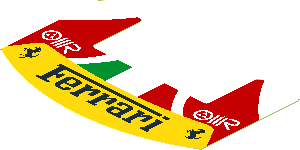 Sticker  2.4 x  3.8 with Ferrari Logo and Tricolor Stripe on Red Background