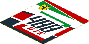 Sticker  1.9 x  1.8 with 488 GTE Logo and Ferrari Badge on Black and Red Background Left