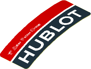 Sticker  0.8 x  1.9 with White Logos on Black and Red Background Left (Formed)