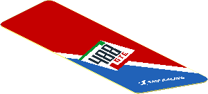 Sticker  0.8 x  2.5 with 488 GTE Logo on Blue Triangle on Red Background