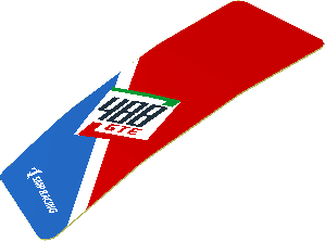 Sticker  0.8 x  2.5 with 488 GTE Logo on Blue Triangle on Red Background (Formed)