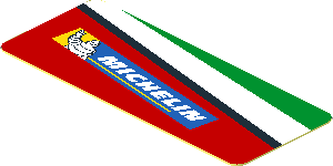 Sticker  0.8 x  1.9 with Michelin Logo and Green Triangle on Red Background Right Right