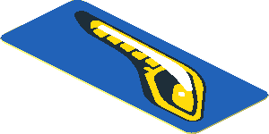 Sticker  0.8 x  1.9 with Headlamp on Red Background Left