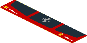 Sticker  0.8 x  3.8 with Three Black Air Vents and Grey Horse on Red Background