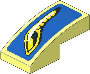 Slope Brick Curved  2 x  1 with Yellow Headlamp on Blue Background Right Sticker